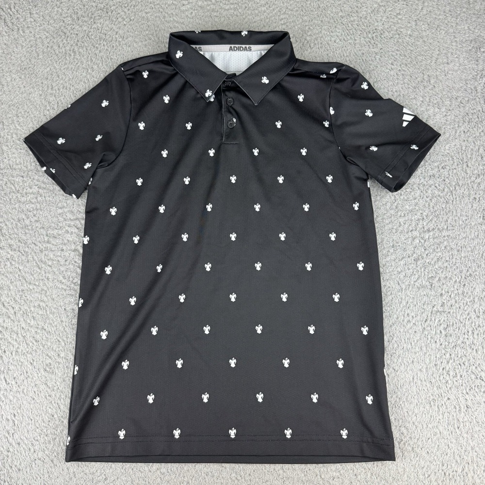 Adidas Golf Polo Boys‎ Size Medium Ghost All Over Print Black